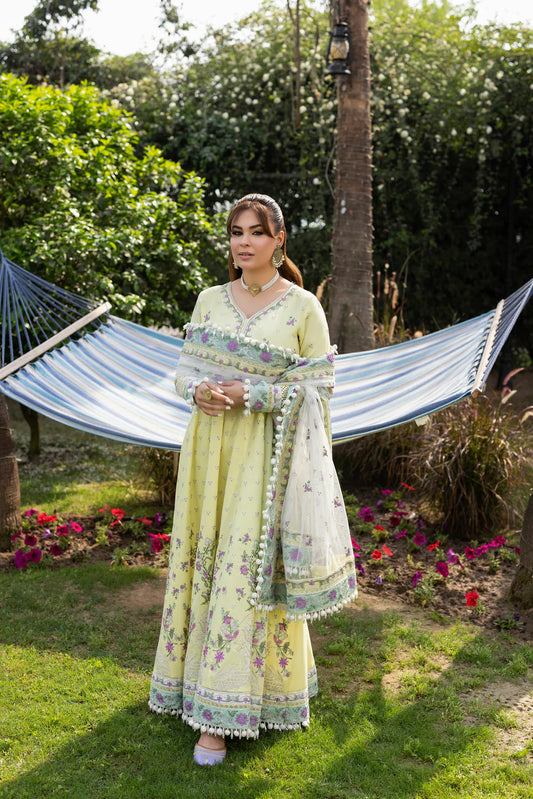 ANEELAS UNSTITCHED LAWN EMBROIDERED FROCK WITH KHADDI NET EMBROIDED DUPATTA