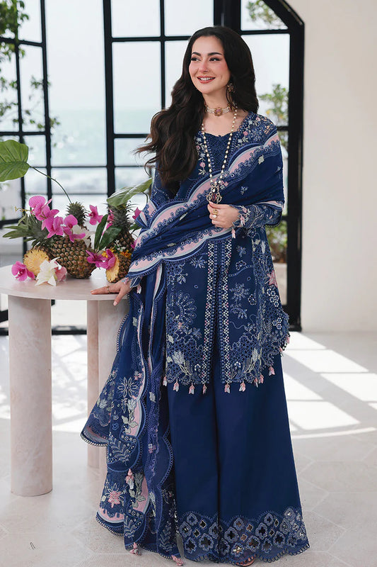 QALAMKAR 3PC LAWN PREMIUM EMBROIDERED SUIT WITH CHIFFON EMB DUPATTA & TROUZER