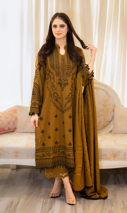 LIBASS-3PC LAWN EMBROIDERED SUIT WITH LAWN EMBROIDED DUPATTA LEH-3386
