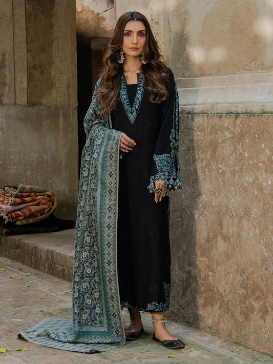 IZEL-3PC LAWN EMBROIDERED SUIT WITH MONARK PRINT DUPATTA LEH-4369