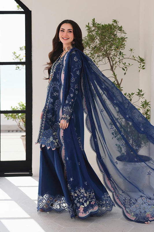 QALAMKAR 3PC LAWN PREMIUM EMBROIDERED SUIT WITH CHIFFON EMB DUPATTA & TROUZER