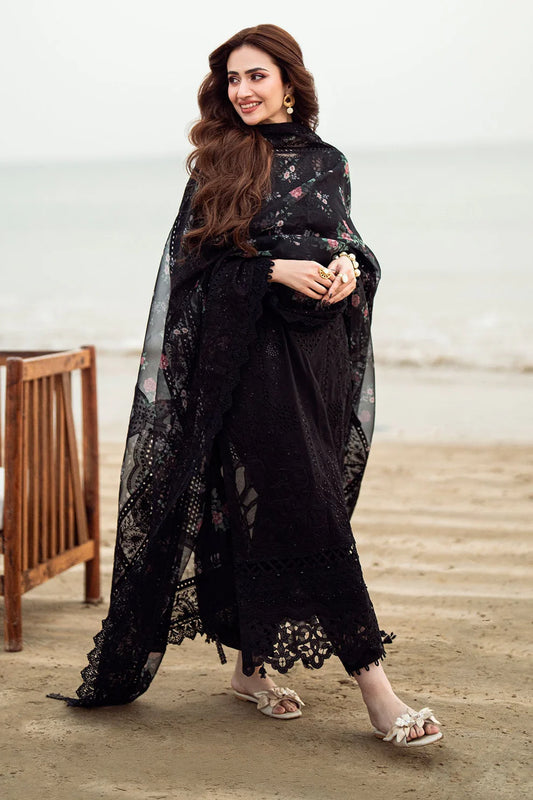 NUREH-3PC LAWN CHIKENKARI LASER EMBROIDERED SUIT WITH COOTON NET EMB DUPATTA  LEH-4119