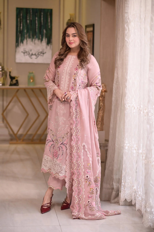 ANEELAS-3PC LAWN CHIKAN EMBROIDERED SHIRT WITH LAWN EMB DUPATTA LEH-4667